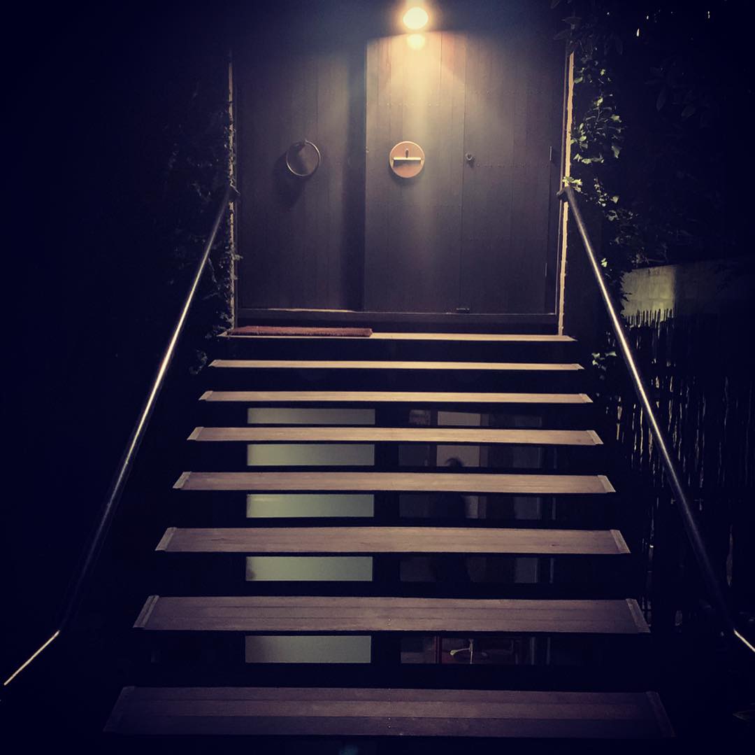 Robin Boyd House, Melbourne: staircase and illuminated entrance